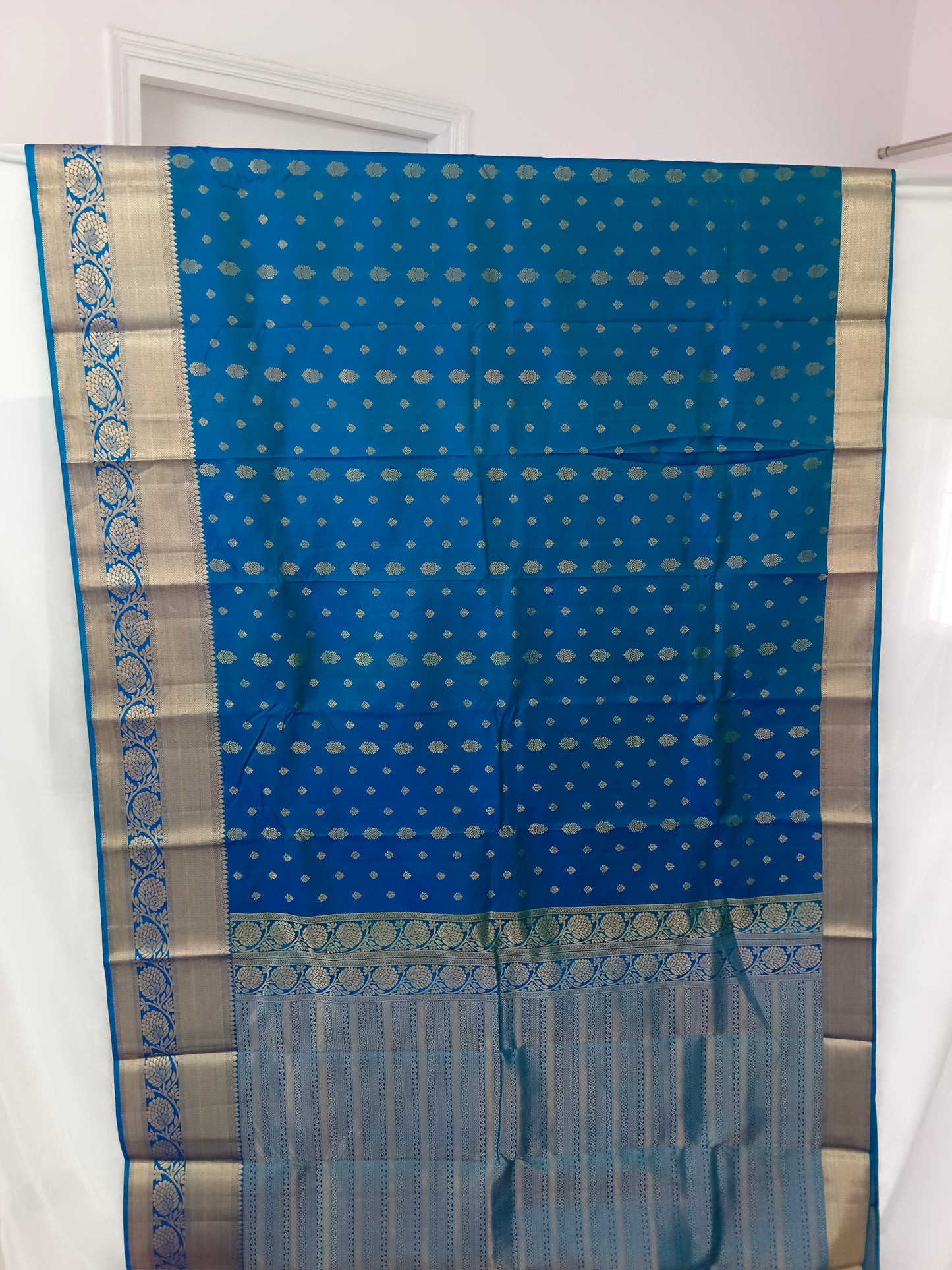 Saree Kanjivaram Pure silk Blue Sari wedding partywear