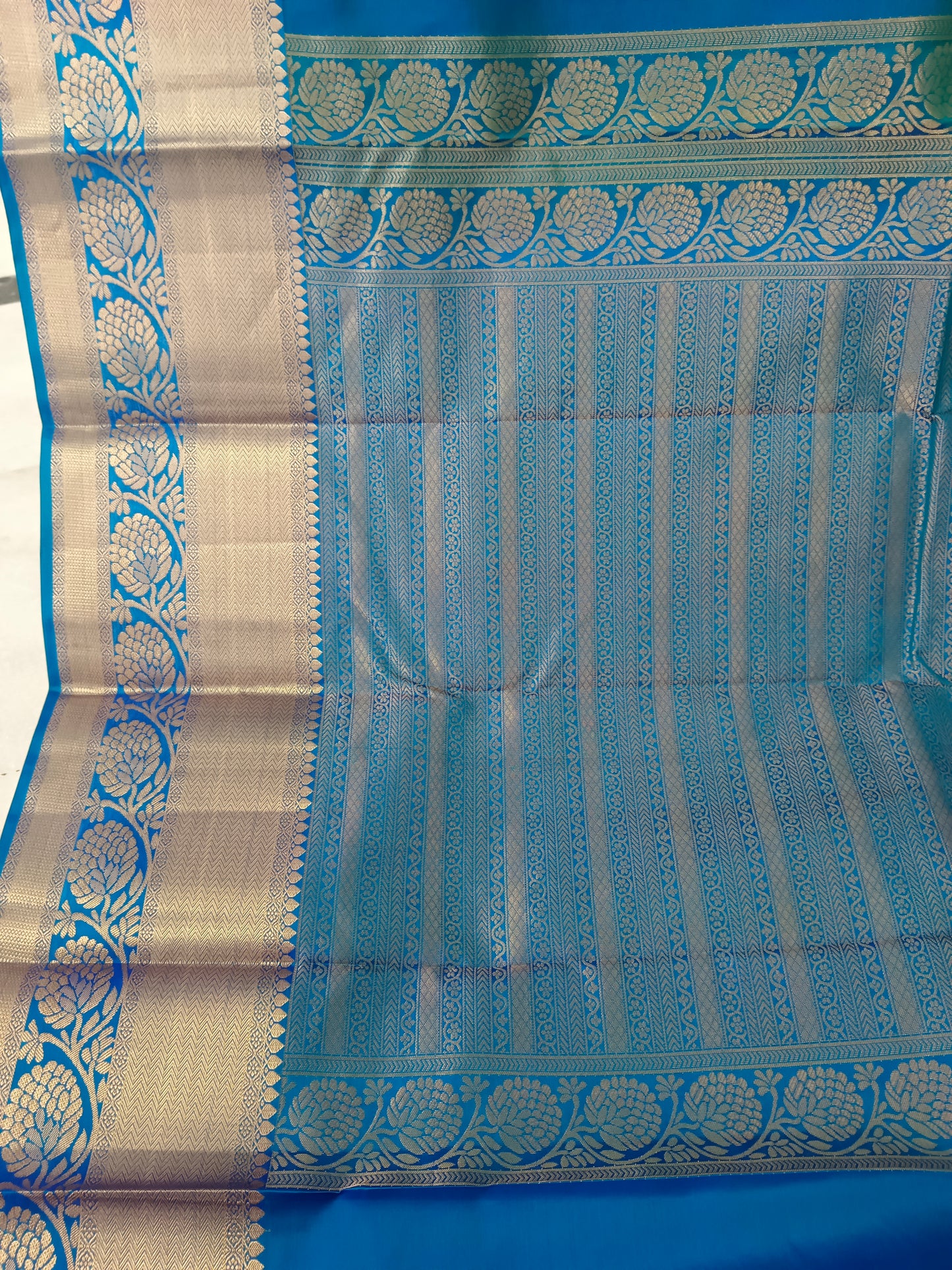 Saree Kanjivaram Pure silk Blue Sari wedding partywear