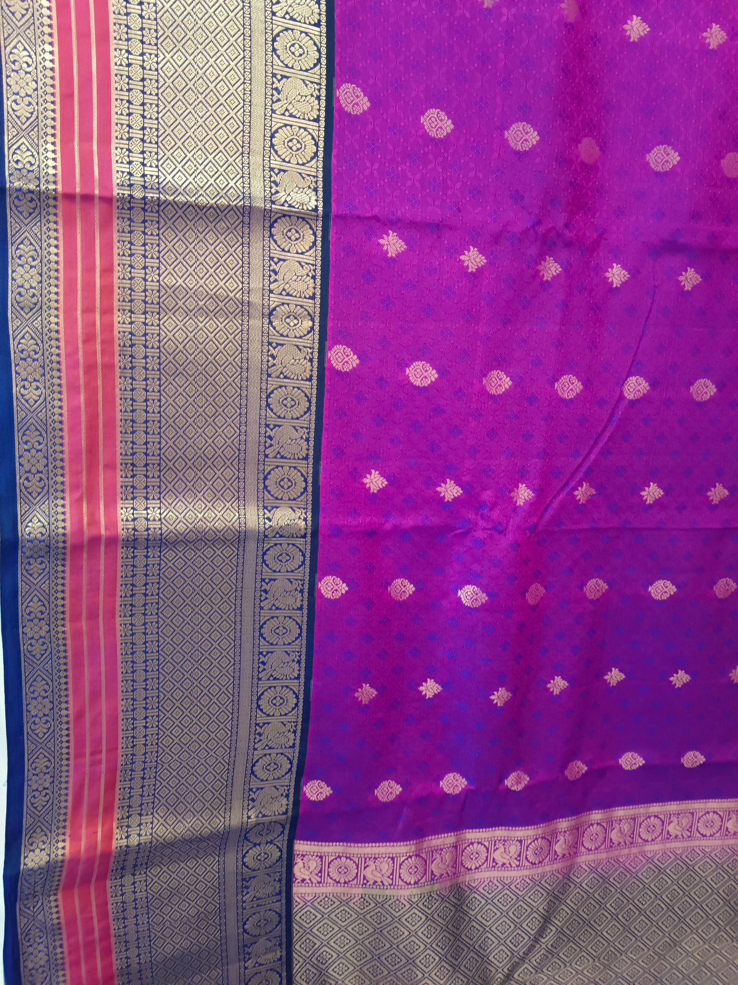 Saree Kanjivaram Pure silk Purple Sari wedding partywear