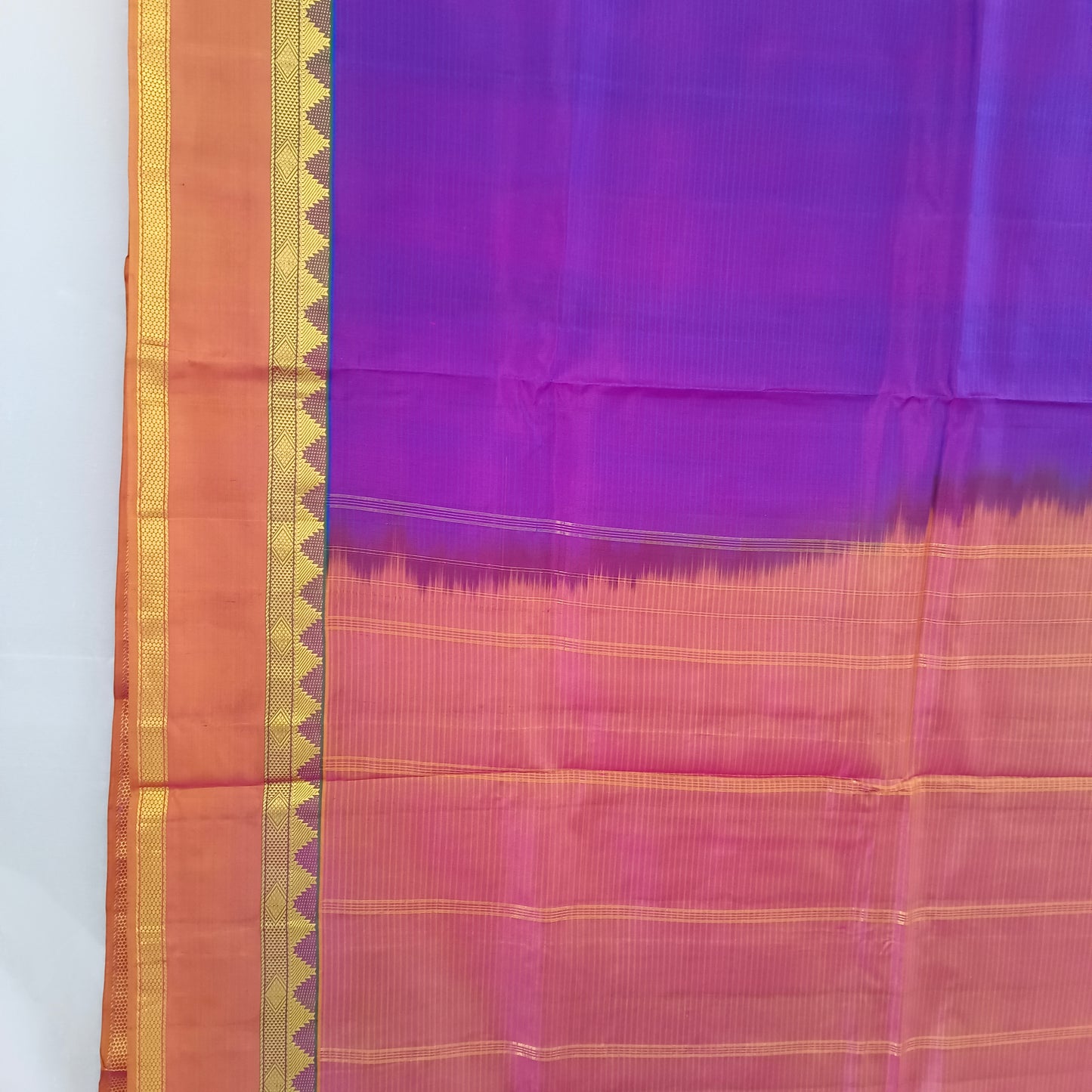 Saree Pure silk purple violet Golden Sari wedding partywear kanjivaram style