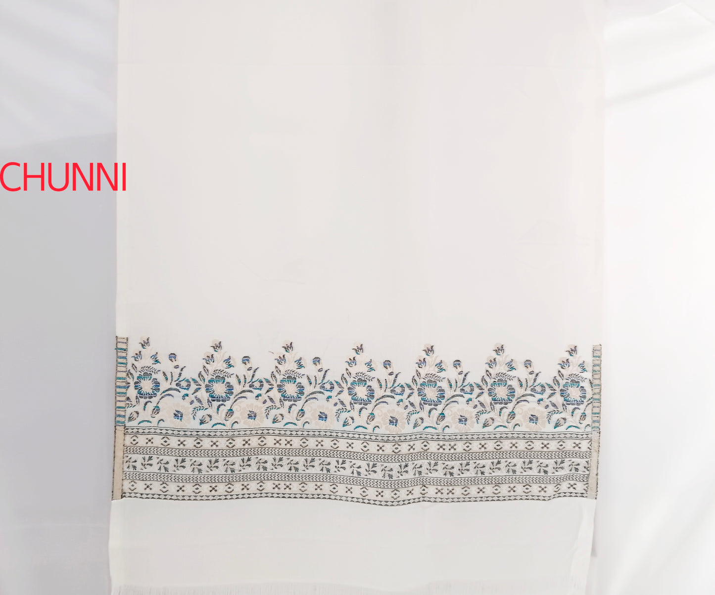 Traditional Kashmiri Ivory Zari Suit Unstitched Dress -Ivory Indian Silk | Premium Silk