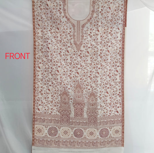 Traditional Unstitched Zari Suit For Women  - Ivory Indian Silk | Premium Silk