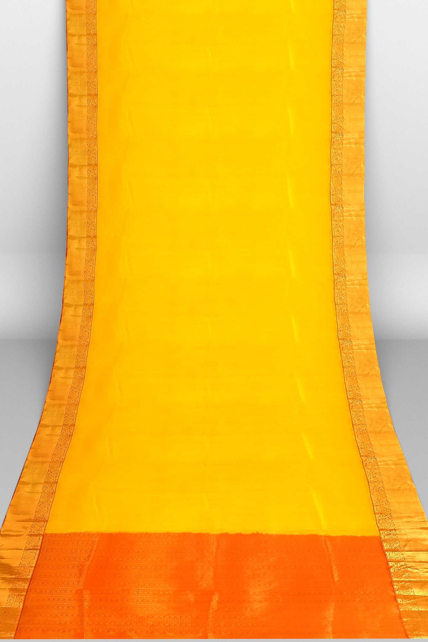 Kanjivaram Slik Saree Golden Border And Pure Silk Yellow Sari