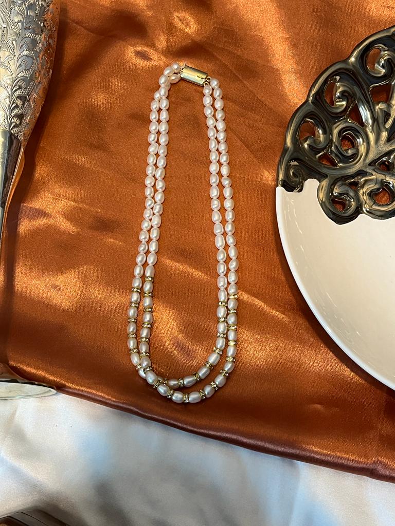 Dual Laced Pearl necklace fresh water pearl set jewelry