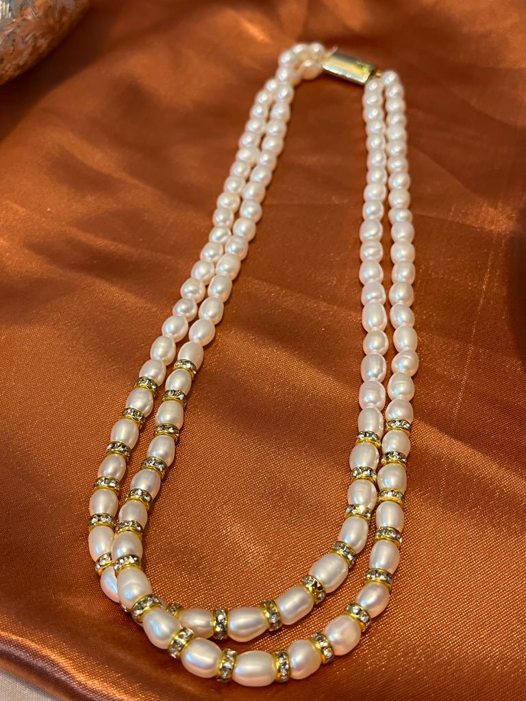 Dual Laced Pearl necklace fresh water pearl set jewelry