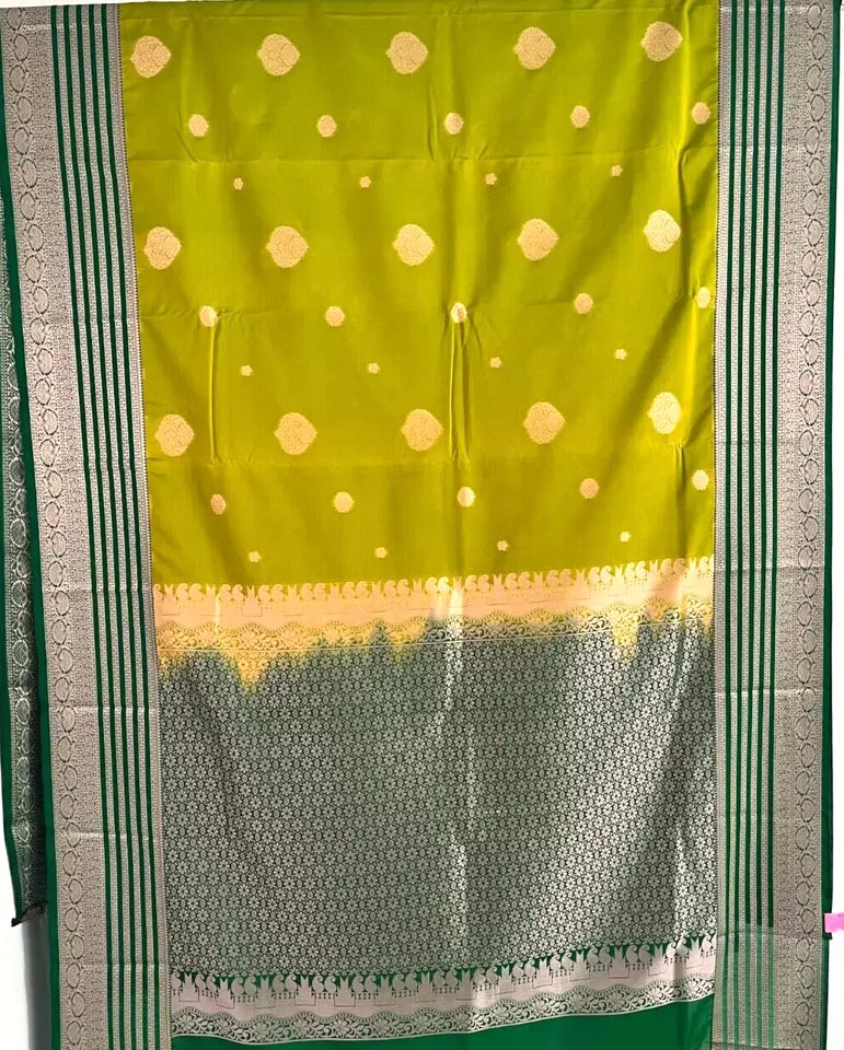 Saree tissue silk mehendi hina green booti Weaved Sari wedding partywear festive