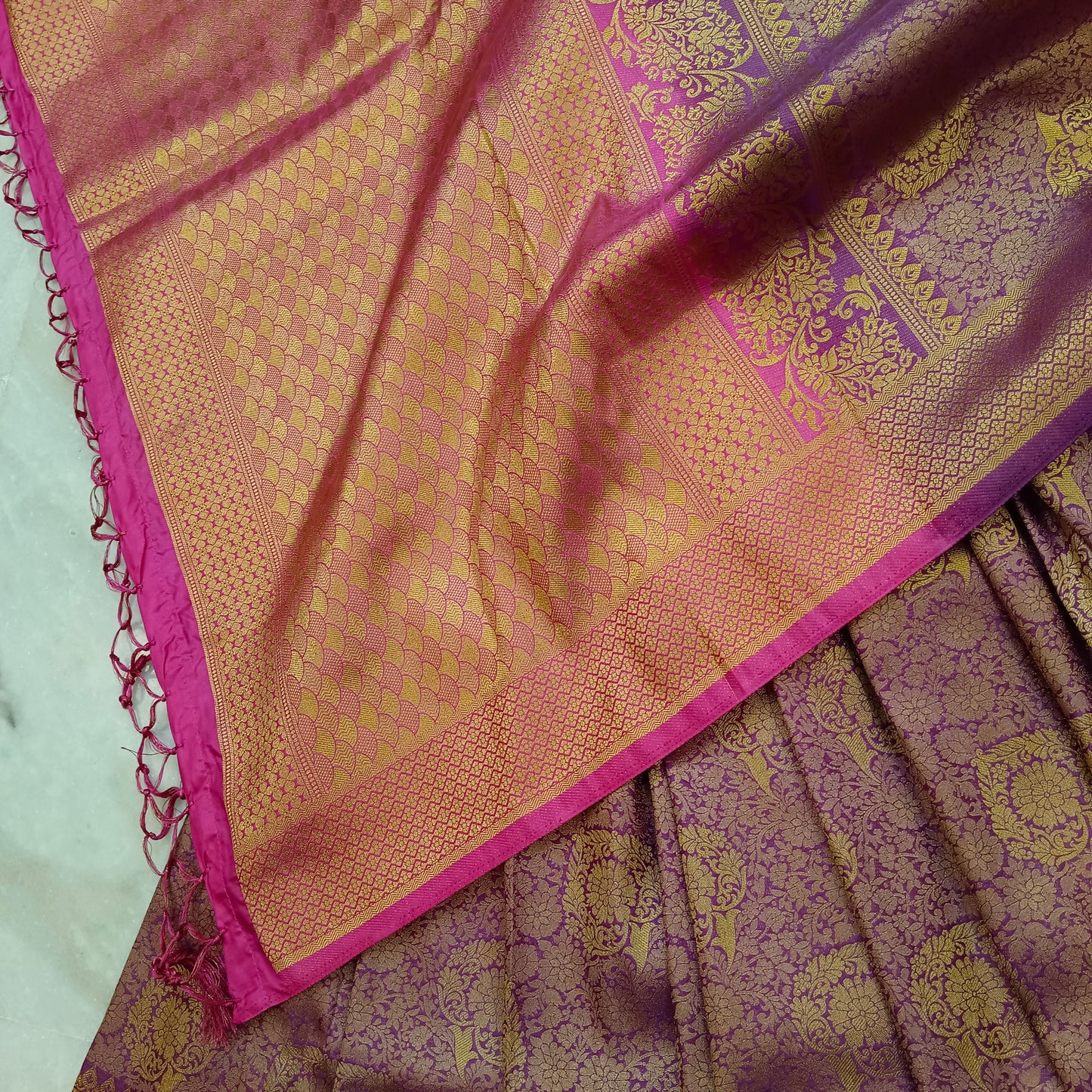 Woven soft Silk Saree Purple