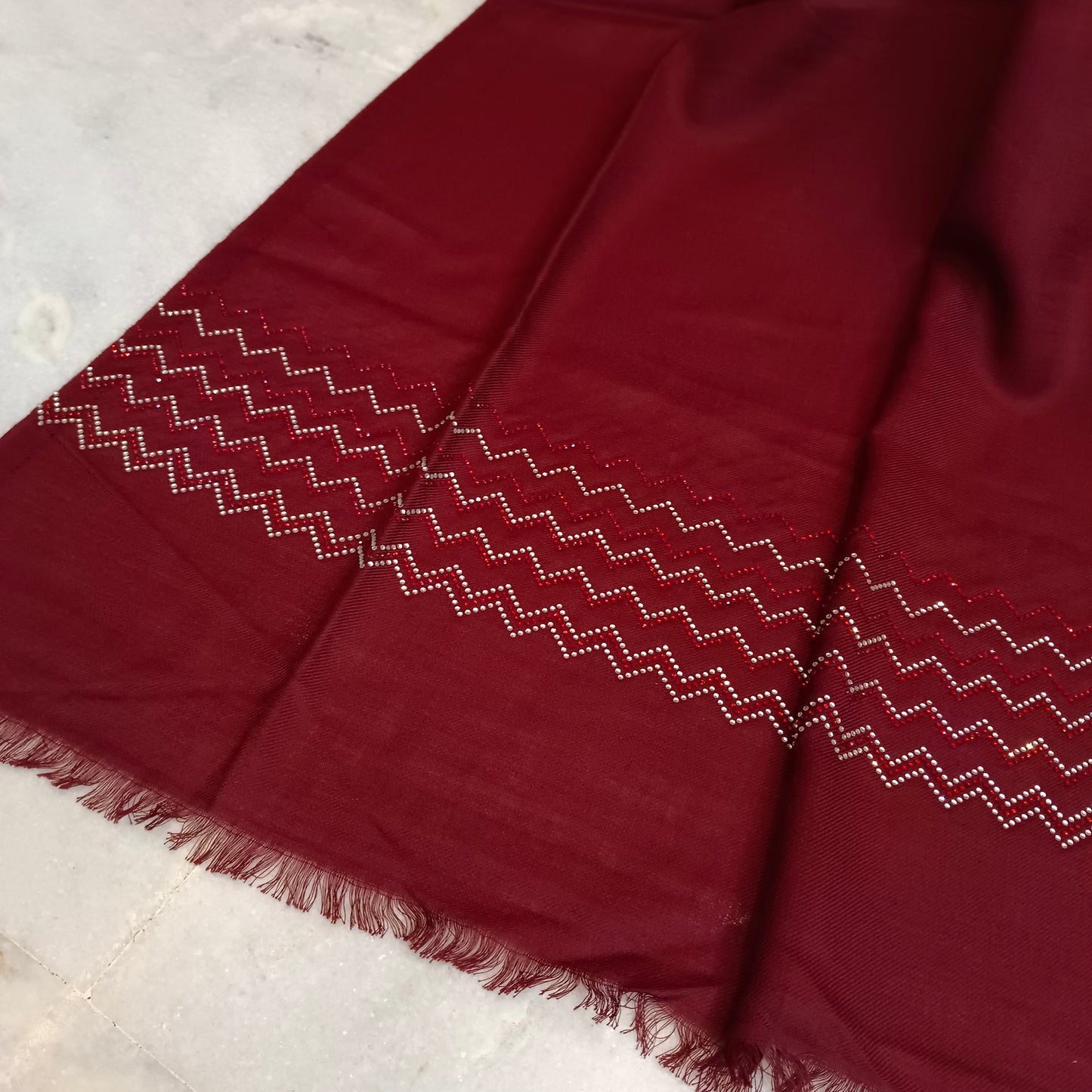 Neck Wrap Shawl Cottswool Maroon Stole Scarf Party Wear