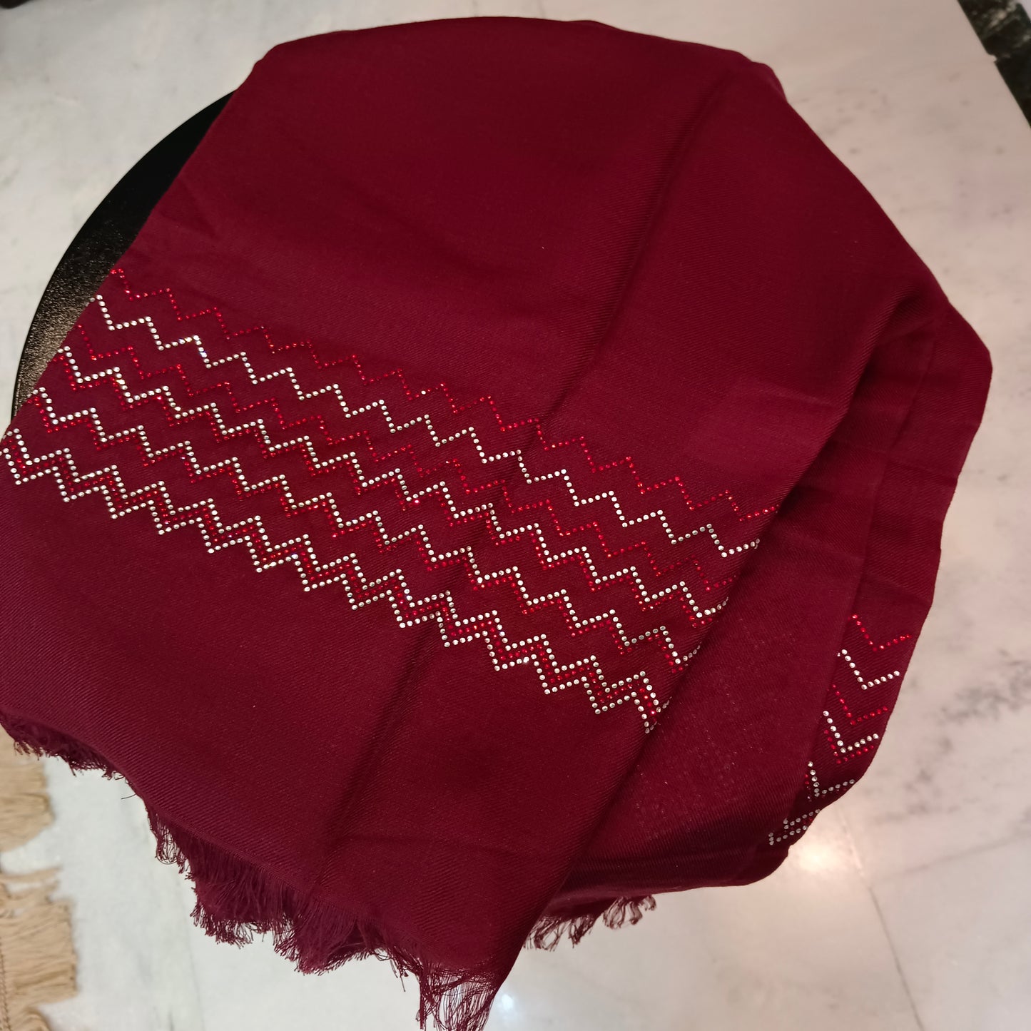 Neck Wrap Shawl Cottswool Maroon Stole Scarf Party Wear